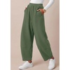 image:imageBTFBM Womens Capri Pants Wide Leg Palazzo Fleece Harem Barrel SweatpantsSage Green