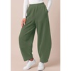 image:imageBTFBM Womens Capri Pants Wide Leg Palazzo Fleece Harem Barrel SweatpantsSage Green