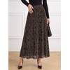 image:imageBTFBM Womens Floral Mesh Maxi Skirts Long Tulle SkirtBrown