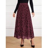 image:imageBTFBM Womens Floral Mesh Maxi Skirts Long Tulle SkirtBurgundy