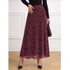image:imageBTFBM Womens Floral Mesh Maxi Skirts Long Tulle SkirtBurgundy