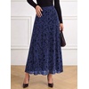 image:imageBTFBM Womens Floral Mesh Maxi Skirts Long Tulle SkirtNavy Blue