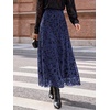 image:imageBTFBM Womens Floral Mesh Maxi Skirts Long Tulle SkirtNavy Blue