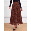 image:imageBTFBM Womens Floral Mesh Maxi Skirts Long Tulle SkirtRust