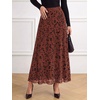 image:imageBTFBM Womens Floral Mesh Maxi Skirts Long Tulle SkirtRust