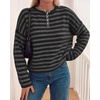 image:imageBTFBM Womens Lightweight Oversized Striped SweaterBlack Grey
