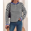 image:imageBTFBM Womens Lightweight Oversized Striped SweaterBlack White
