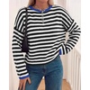 image:imageBTFBM Womens Lightweight Oversized Striped SweaterBlack White