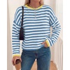 image:imageBTFBM Womens Lightweight Oversized Striped SweaterBlue White