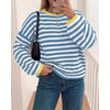 image:imageBTFBM Womens Lightweight Oversized Striped SweaterBlue White