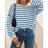 image:imageBTFBM Womens Lightweight Oversized Striped SweaterBlue White