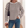 image:imageBTFBM Womens Lightweight Oversized Striped SweaterBrown White