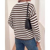 image:imageBTFBM Womens Lightweight Oversized Striped SweaterBrown White