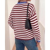 image:imageBTFBM Womens Lightweight Oversized Striped SweaterBurgundy White