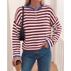 image:imageBTFBM Womens Lightweight Oversized Striped SweaterBurgundy White