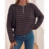 image:imageBTFBM Womens Lightweight Oversized Striped SweaterCoffee Navy