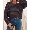 image:imageBTFBM Womens Lightweight Oversized Striped SweaterCoffee Navy