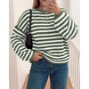 image:imageBTFBM Womens Lightweight Oversized Striped SweaterGreen White