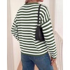 image:imageBTFBM Womens Lightweight Oversized Striped SweaterGreen White