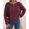 image:imageBTFBM Womens Lightweight Oversized Striped SweaterNavy Red