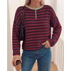 image:imageBTFBM Womens Lightweight Oversized Striped SweaterNavy Red