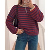 image:imageBTFBM Womens Lightweight Oversized Striped SweaterNavy Red