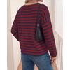 image:imageBTFBM Womens Lightweight Oversized Striped SweaterNavy Red