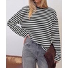 image:imageBTFBM Womens Long Sleeve Tops 2026 Fall FashionWhite Black