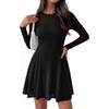 image:imageBTFBM Womens Mini Dress Sheer Mesh Long Sleeve DressesBlack