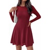 image:imageBTFBM Womens Mini Dress Sheer Mesh Long Sleeve DressesBurgundy