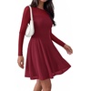 image:imageBTFBM Womens Mini Dress Sheer Mesh Long Sleeve DressesBurgundy
