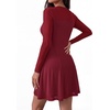 image:imageBTFBM Womens Mini Dress Sheer Mesh Long Sleeve DressesBurgundy