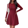 image:imageBTFBM Womens Mini Dress Sheer Mesh Long Sleeve DressesBurgundy