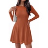 image:imageBTFBM Womens Mini Dress Sheer Mesh Long Sleeve DressesCaramel