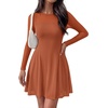 image:imageBTFBM Womens Mini Dress Sheer Mesh Long Sleeve DressesCaramel