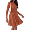 image:imageBTFBM Womens Mini Dress Sheer Mesh Long Sleeve DressesCaramel