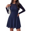 image:imageBTFBM Womens Mini Dress Sheer Mesh Long Sleeve DressesNavy Blue