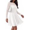 image:imageBTFBM Womens Mini Dress Sheer Mesh Long Sleeve DressesWhite