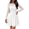 image:imageBTFBM Womens Mini Dress Sheer Mesh Long Sleeve DressesWhite