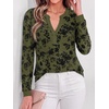 image:imageBTFBM Womens Tops Floral Sheer Mesh Long Sleeve Blouses Dressy CasualArmy Green