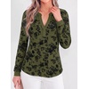 image:imageBTFBM Womens Tops Floral Sheer Mesh Long Sleeve Blouses Dressy CasualArmy Green
