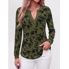 image:imageBTFBM Womens Tops Floral Sheer Mesh Long Sleeve Blouses Dressy CasualArmy Green