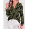 image:imageBTFBM Womens Tops Floral Sheer Mesh Long Sleeve Blouses Dressy CasualArmy Green