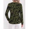 image:imageBTFBM Womens Tops Floral Sheer Mesh Long Sleeve Blouses Dressy CasualArmy Green
