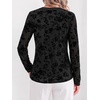 image:imageBTFBM Womens Tops Floral Sheer Mesh Long Sleeve Blouses Dressy CasualBlack