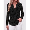 image:imageBTFBM Womens Tops Floral Sheer Mesh Long Sleeve Blouses Dressy CasualBlack