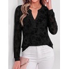 image:imageBTFBM Womens Tops Floral Sheer Mesh Long Sleeve Blouses Dressy CasualBlack