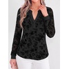 image:imageBTFBM Womens Tops Floral Sheer Mesh Long Sleeve Blouses Dressy CasualBlack