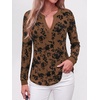 image:imageBTFBM Womens Tops Floral Sheer Mesh Long Sleeve Blouses Dressy CasualBrown