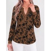 image:imageBTFBM Womens Tops Floral Sheer Mesh Long Sleeve Blouses Dressy CasualBrown
